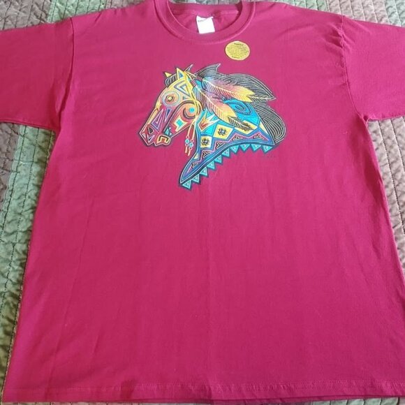 Native American-Style Painted Horse Men's XL T-Shirt by Painted Sky Apparel - Picture 1 of 2